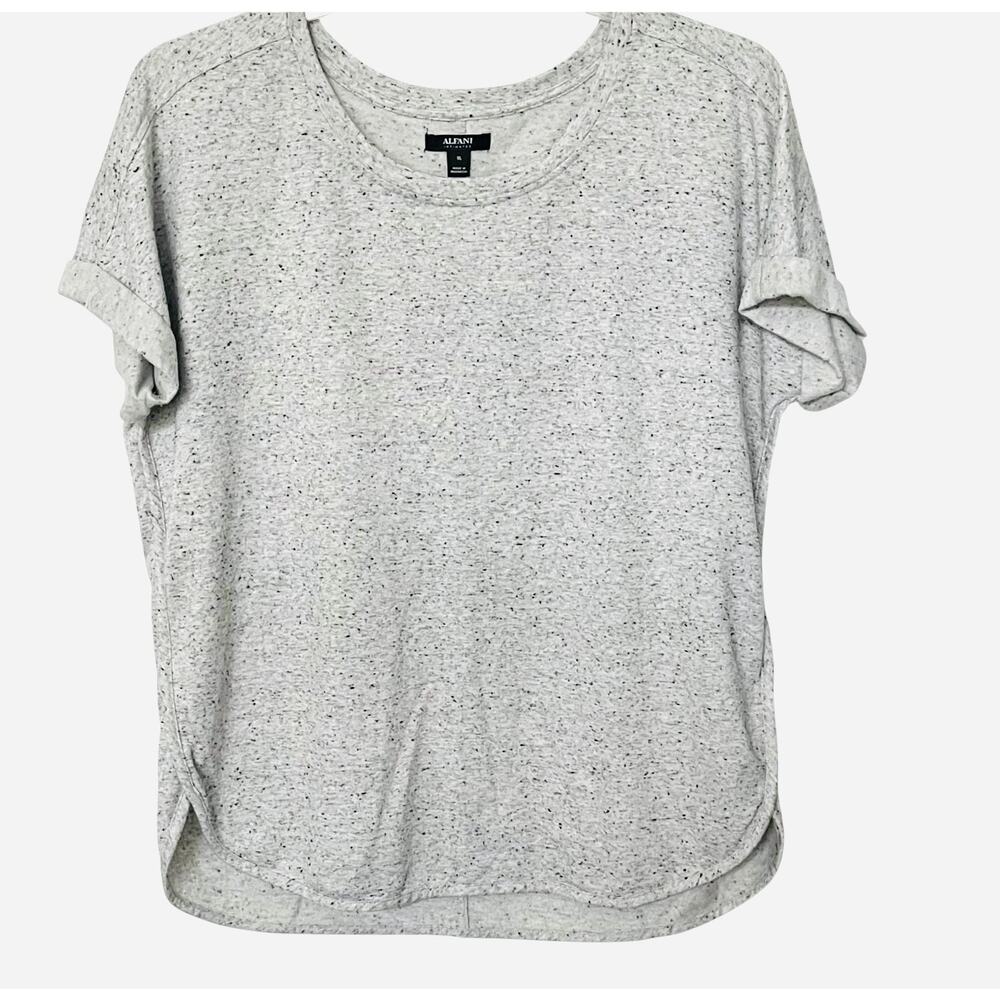 ALFANI DOLMAN CAP SLV PULL-OVER ROUND NECK TOP, WOMENS, XL, GREY WITH FLECKS